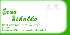 erno mihalko business card